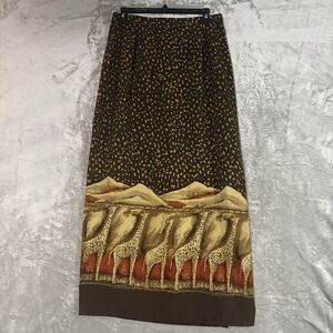 VTG 90s Intriguing Threads Giraffe Safari Maxi Skirt Size 12 Whimsigoth Print